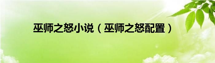 巫師之怒小說（巫師之怒配置）