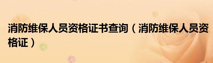 消防維保人員資格證書(shū)查詢（消防維保人員資格證）