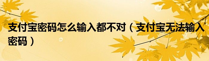 支付寶密碼怎么輸入都不對（支付寶無法輸入密碼）