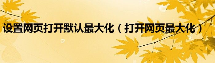 設(shè)置網(wǎng)頁打開默認(rèn)最大化（打開網(wǎng)頁最大化）