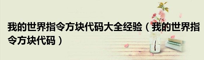 我的世界指令方塊代碼大全經(jīng)驗(yàn)（我的世界指令方塊代碼）