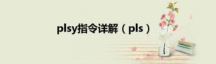 plsy指令詳解（pls）