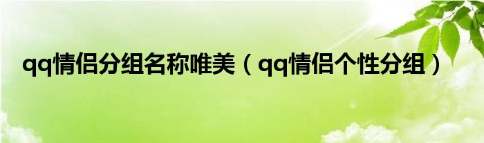 qq情侶分組名稱唯美（qq情侶個(gè)性分組）