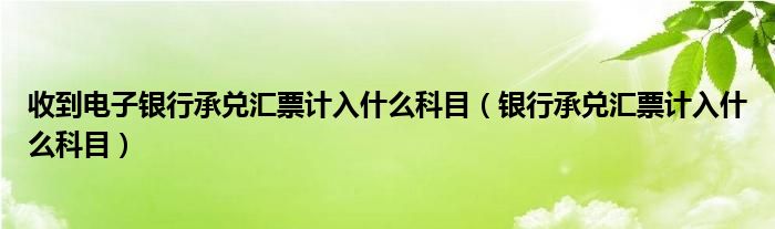 收到電子銀行承兌匯票計入什么科目（銀行承兌匯票計入什么科目）