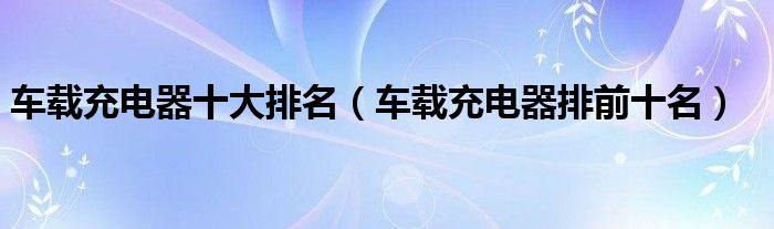 車載充電器十大排名（車載充電器排前十名）