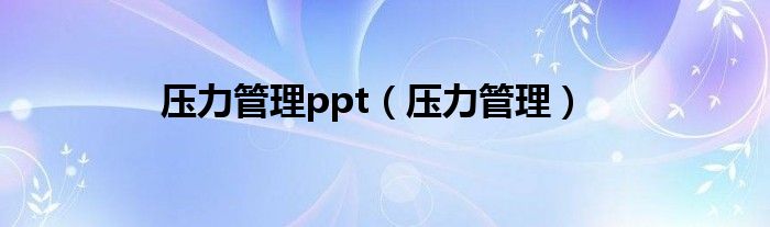 壓力管理ppt（壓力管理）