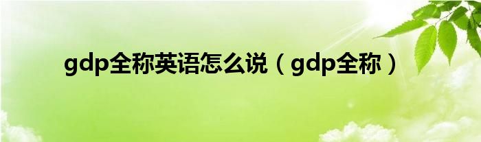 gdp全稱英語(yǔ)怎么說（gdp全稱）