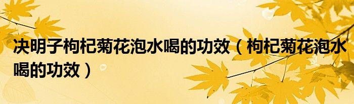 決明子枸杞菊花泡水喝的功效（枸杞菊花泡水喝的功效）