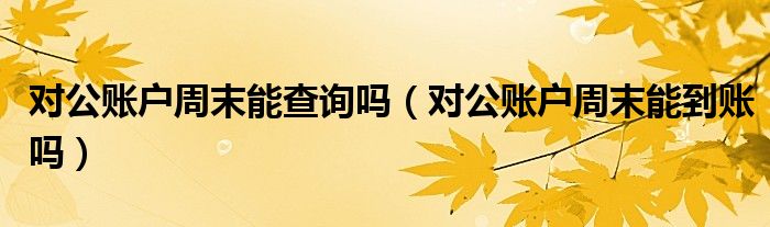 對公賬戶周末能查詢嗎（對公賬戶周末能到賬嗎）