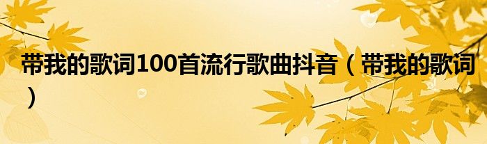 帶我的歌詞100首流行歌曲抖音（帶我的歌詞）