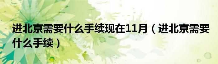 進(jìn)北京需要什么手續(xù)現(xiàn)在11月（進(jìn)北京需要什么手續(xù)）