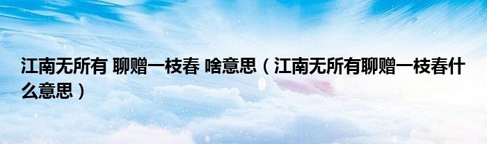江南無所有 聊贈一枝春 啥意思（江南無所有聊贈一枝春什么意思）