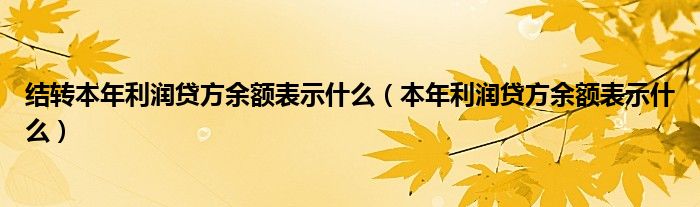 結轉本年利潤貸方余額表示什么（本年利潤貸方余額表示什么）