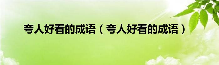 夸人好看的成語(yǔ)（夸人好看的成語(yǔ)）