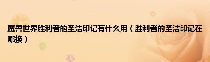 魔獸世界勝利者的圣潔印記有什么用（勝利者的圣潔印記在哪換）