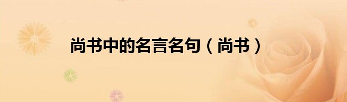 尚書中的名言名句（尚書）
