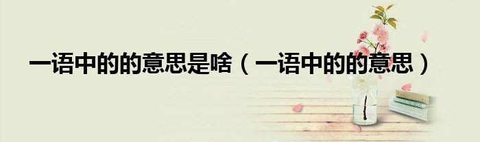 一語(yǔ)中的的意思是啥（一語(yǔ)中的的意思）