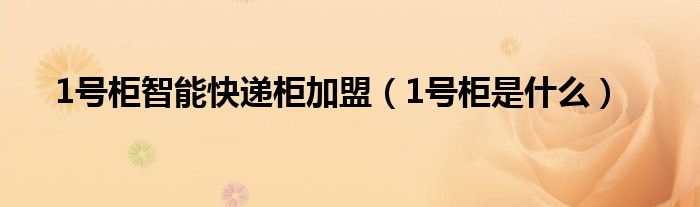 1號柜智能快遞柜加盟（1號柜是什么）