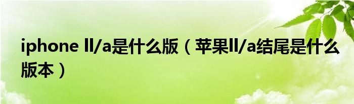 iphone ll/a是什么版（蘋果ll/a結(jié)尾是什么版本）