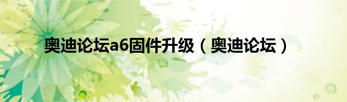 奧迪論壇a6固件升級(jí)（奧迪論壇）