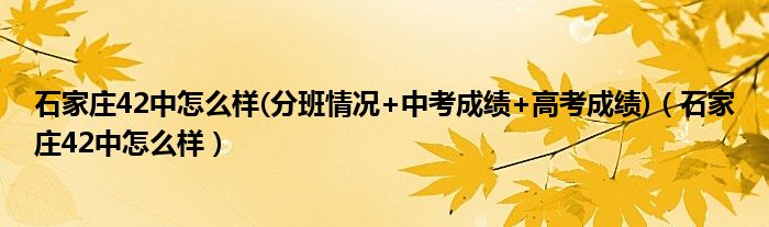 石家莊42中怎么樣(分班情況+中考成績(jī)+高考成績(jī))（石家莊42中怎么樣）