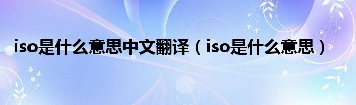 iso是什么意思中文翻譯（iso是什么意思）