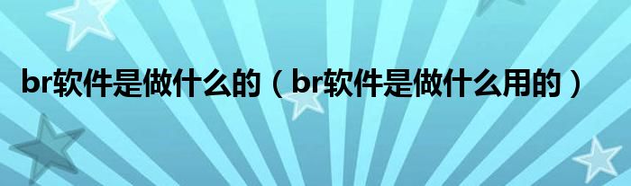 br軟件是做什么的（br軟件是做什么用的）