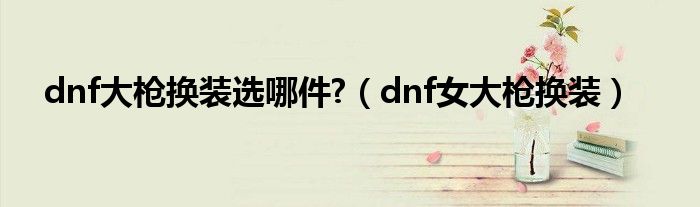 dnf大槍換裝選哪件?（dnf女大槍換裝）