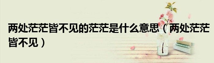 兩處茫茫皆不見的茫茫是什么意思（兩處茫茫皆不見）