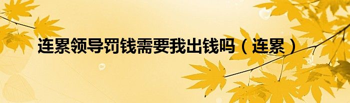 連累領(lǐng)導(dǎo)罰錢(qián)需要我出錢(qián)嗎（連累）