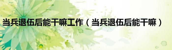 當(dāng)兵退伍后能干嘛工作（當(dāng)兵退伍后能干嘛）