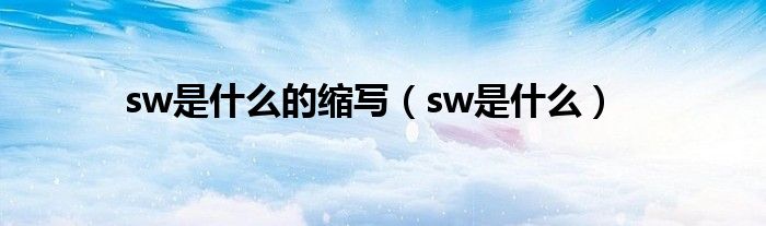 sw是什么的縮寫（sw是什么）