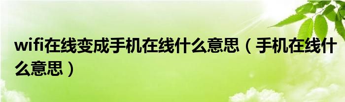 wifi在線變成手機(jī)在線什么意思（手機(jī)在線什么意思）