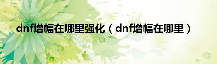 dnf增幅在哪里強(qiáng)化（dnf增幅在哪里）