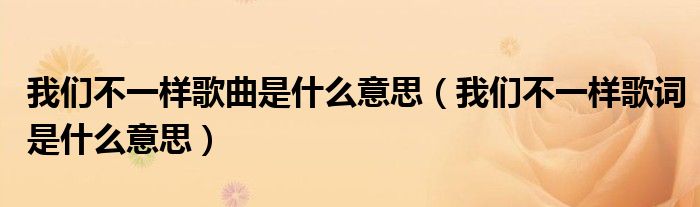 我們不一樣歌曲是什么意思（我們不一樣歌詞是什么意思）