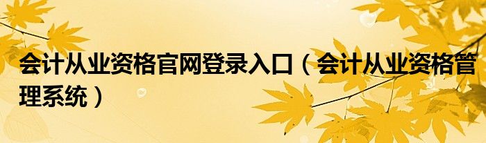 會計(jì)從業(yè)資格官網(wǎng)登錄入口（會計(jì)從業(yè)資格管理系統(tǒng)）