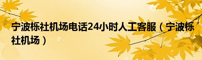 寧波櫟社機場電話24小時人工客服（寧波櫟社機場）