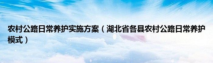 農(nóng)村公路日常養(yǎng)護實施方案（湖北省各縣農(nóng)村公路日常養(yǎng)護模式）