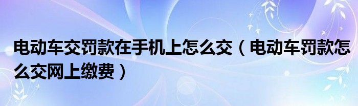 電動車交罰款在手機上怎么交（電動車罰款怎么交網(wǎng)上繳費）