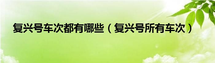 復興號車次都有哪些（復興號所有車次）