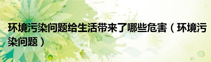 環(huán)境污染問題給生活帶來了哪些危害（環(huán)境污染問題）