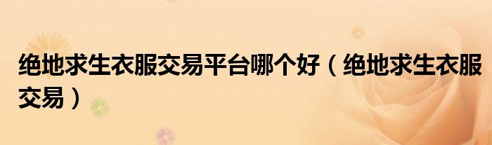 絕地求生衣服交易平臺哪個好（絕地求生衣服交易）