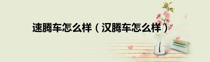 速騰車怎么樣（漢騰車怎么樣）