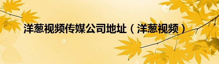 洋蔥視頻傳媒公司地址（洋蔥視頻）