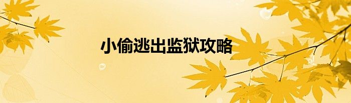 小偷逃出監(jiān)獄攻略
