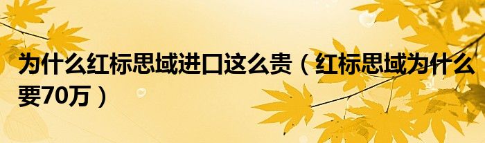 為什么紅標(biāo)思域進(jìn)口這么貴（紅標(biāo)思域?yàn)槭裁匆?0萬）