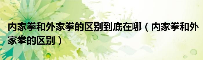 內(nèi)家拳和外家拳的區(qū)別到底在哪（內(nèi)家拳和外家拳的區(qū)別）