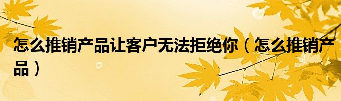 怎么推銷(xiāo)產(chǎn)品讓客戶(hù)無(wú)法拒絕你（怎么推銷(xiāo)產(chǎn)品）