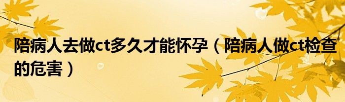 陪病人去做ct多久才能懷孕（陪病人做ct檢查的危害）