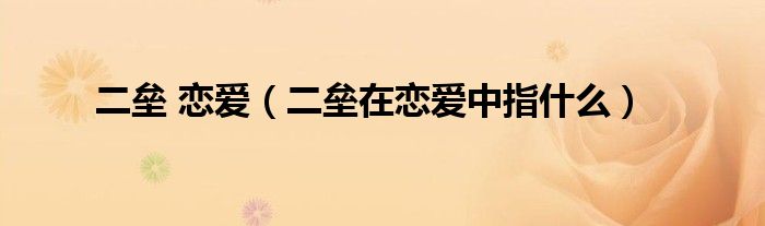 二壘 戀愛（二壘在戀愛中指什么）